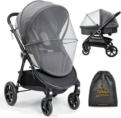 Imagen del producto de Mosquitera para cochecito con cremallera, borde elástico, de color gris oscuro, universal para cochecitos