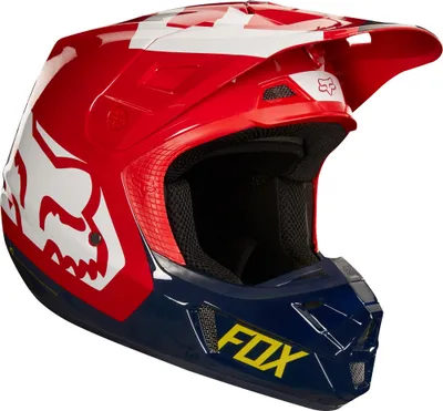 Zdjęcie produktu dla Kask motocrossowy FOX V2 Preme, niebieski/czerwony/biały, S (55/56)