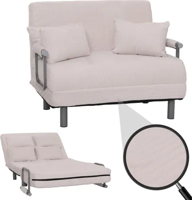Produktbild von Schlafsessel MCW-K29, Klappsessel Schlafsofa Gästebett, Liegefläche 190x100cm, Stoff Cord (330g/m²) creme-weiß