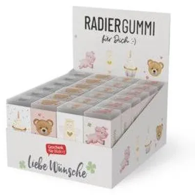 Produktbild von Radierer Liebe Wünsche, bunt sortiert, 4 Motive, 17 × 22 × 52 mm