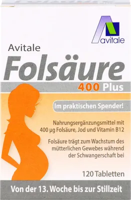 Obrázok produktu pre Avitale Kyselina listová 400 plus tablety, 120 tabliet