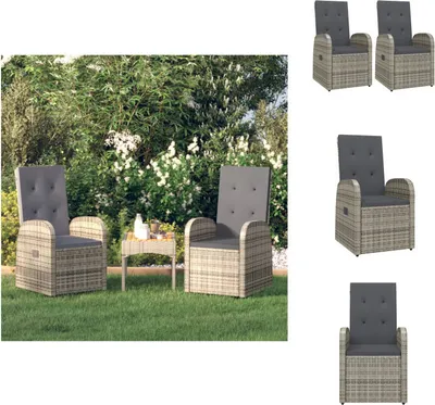 Zdjęcie produktu dla vidaXL Leżaki ogrodowe 2 szt. z poduszkami poli rattan szary - Leżaki ogrodowe