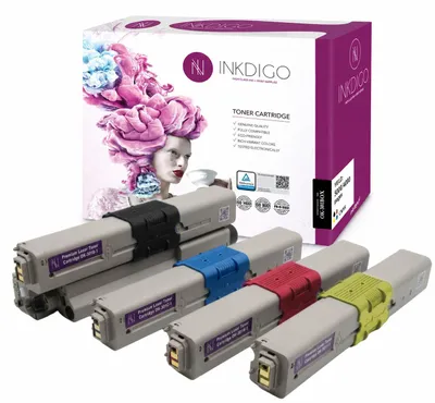 Produktbild von Inkdigo Tonerset 44973536-44973533 für OKI C301DN, C321DN, MC332DN, MC342DN – CMYK,, KI-generiertes Bild