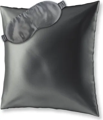 Obrázek produktu pro AILORIA BEAUTY SLEEP SET L - povlak na polštář (80x80) a maska na spaní z hedvábí ŠEDÁ Velikost: 80x80