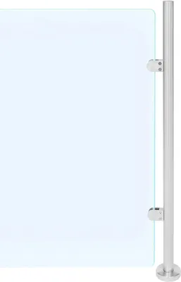 Produktbild von Glasgeländer Pfosten - Balkongeländer Handlauf 110 cm - 316 Edelstahl - Bodenplatte 10 cm - Für Treppe und Poolzaun - Glasplatten Halter Silber