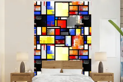 Produktbild von MuchoWow® Fototapete für Wohnzimmer oder Schlafzimmer Wandtapete Vinyl Motivtapete Malerei - Mondrian - Alte Meister - 195x300 cm - Das Hintergrundbild