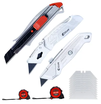 Immagine prodotto di Set di 7 pezzi CCLIFE: coltello da taglio, metro a nastro, set di utensili in alluminio