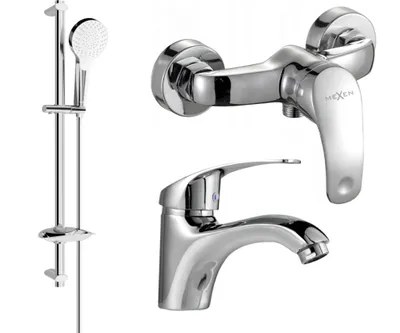 Image de Fabia DB05 Ensemble de mitigeurs de lavabo et de douche avec accessoires, chrome (746504DB05-00)