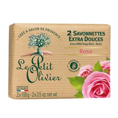 Obrázek produktu pro Le Petit Olivier Extra jemné mýdlo - Růže, 2x100g