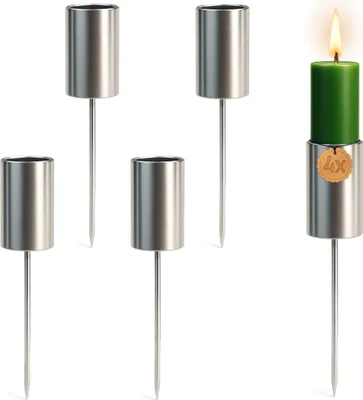 Productafbeelding van Set van 4 kaarsenstandaarden, metaal, zilver, met een diameter van 2,3 cm