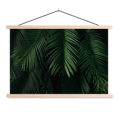 Produktbild von MuchoWow® Textilposter Blätter - Tropisch - Muster - Jungen - Mädchen - Kinder - Kind 120x80 cm mit holzfarbenen Rahmen - Aufhängeset