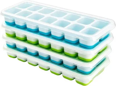 Zdjęcie produktu dla Forma do kostek lodu, 4 sztuki - silikonowa - z pokrywką - do produkcji 56 kostek lodu