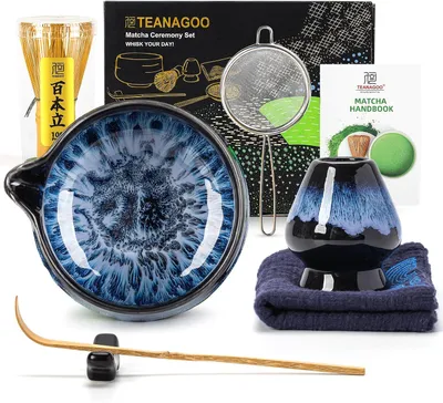 Produktbild von Matcha Set 7-teilig, Keramische Schale 510 ml, Bambusbesen, Zubehör, für Teezeremonie