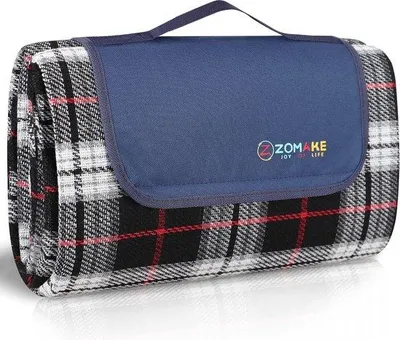 Obrázek produktu pro Voděodolná pikniková deka 200 x 150 cm, zateplená, velikost XL, skotský vzor, s hliníkovou vrstvou