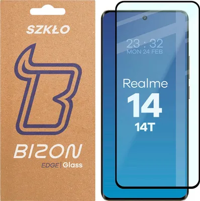 Produktbild von Gehärtetes Glas für Realme 14 5G/14T 5G, Bizon Glass Edge 2, Schwarzer Rahmen
