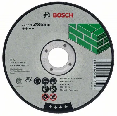Zdjęcie produktu dla Bosch 2 608 600 222, Tarcza tnąca, Środek z wgłębieniem, Bosch, 2,22 cm, 12,5 cm, Czarny