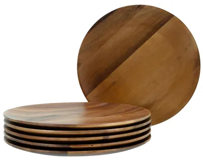 Zdjęcie produktu dla CreaTable, 21580, Kolekcja Nature, talerze z drewna akazjowego, zestaw 6 sztuk, drewno