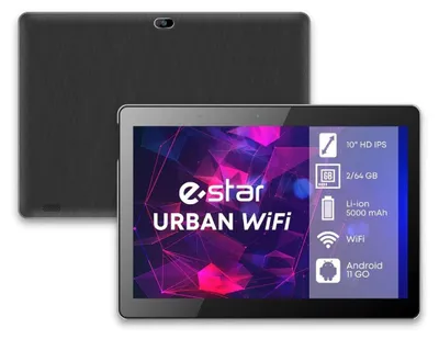 Obrázek produktu pro eSTAR URBAN 1021W WIFI, 25,6 cm (10.1"), 1280 x 800 px, 64 GB, 2 GB, Android 11 Go edition, Černá
