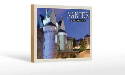 Produktbild von Holzschild Reise 18x12 cm Nantes Frankreich Schloss Nantes