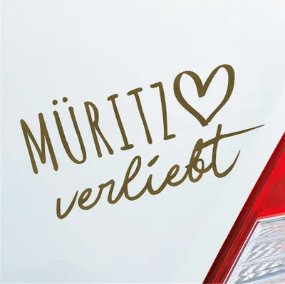 Produktbild von Auto Aufkleber Müritz verliebt Herz See Sea Liebe Car 19x10 cm Gold Sticker Heckscheibenaufkleber