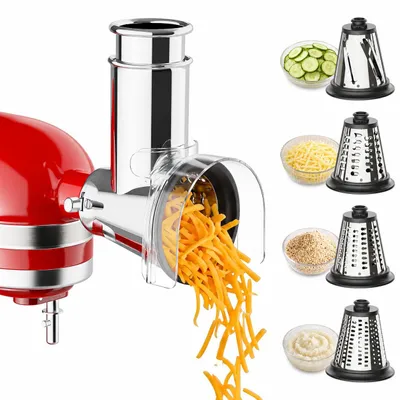 Gemüseschneider Käsereibe Edelstahl für KitchenAid, 4 Messer