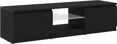 Image de vidaXL Meuble TV noir imitation chêne 140 x 38,5 x 36 cm