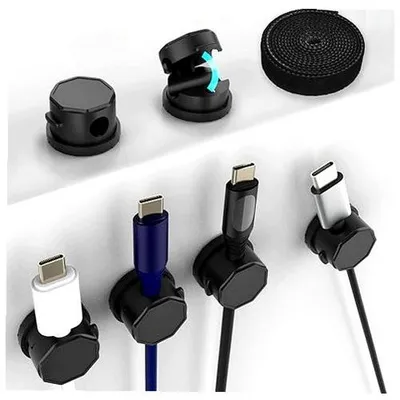 Zdjęcie produktu dla Uchwyt na kabel magnetyczny obracany 360 samoprzylepny organizer 6 szt.