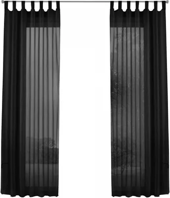 Produktbild von 2er-Pack Gardinen Transparent Vorhang Set Wohnzimmer Voile Schlaufenschal mit Bleibandabschluß HxB  245x140 cm Schwarz 61000CN