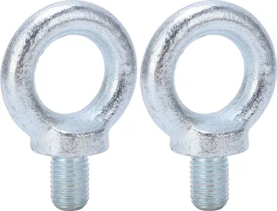 Image de 2PCS Boulons à anneau de levage Boulons à œil en acier au carbone galvanisé Boulons à œil à épaulement de levage à filetage profond M20
