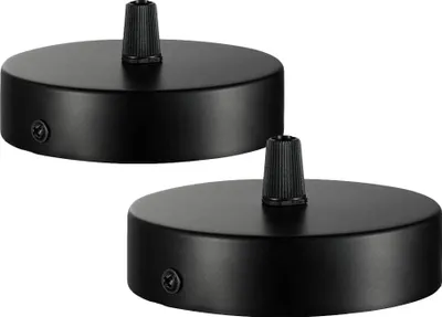 Produktbild von Deckenbaldachin 100x20mm,Anschlussdose aus Metall,1 Loch Runder Lampenschirm - Deckenrosette - Mattschwarz,alle Lampen Geeignet (2)