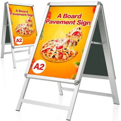 Produktbild von Kundenstopper Gehwegschild Posterständer - Doppelseitig - Aluminium - A1 und A2