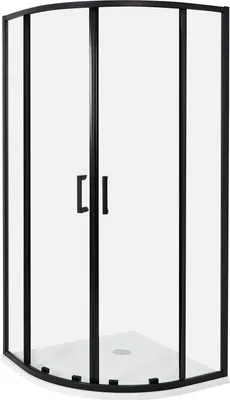 Produktbild von BELIANI Duschkabine Schwarz Sicherheitsglas u. Aluminiumprofile 90x90 cm Halbrund 185 cm Hoch mit Magnetschloss u. 2 Schiebetüren Modern Duschabtrennung