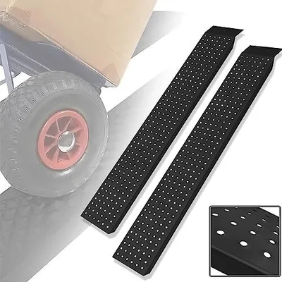 Produktbild von NAIZY Auffahrrampe Auto Auffahrrampen für Anhänger Stahl Motorrad Rampe Für den täglichen Gebrauch Geeignet, Rampen Sind Zum Beladen geeignet(Max. Belastung 400kg), 2 Stück 35×23×4,5CM Schwarz