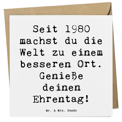 Produktbild von Mr. & Mrs. Panda Grußkarte Spruch 1980 Geburtstag - Weiß - Geschenk, doppelkarte, Glückwunschkarte, Geburtstagsgeschenk, Klappkarte, anlasskarte, wunderbare Jahre, Alter