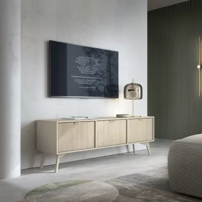 Produktbild von Masseno TV-Schrank FORESTA 158 cm Fernsehschrank mit 3 Türen TV-Lowboard für Wohnzimmer Modern 158x38x52 cm Beige / Kieferfarben