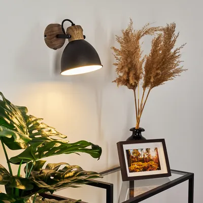 Produktbild von Verago »Verago« Wandlampe Vintage aus Metall in schwarz/holzoptik