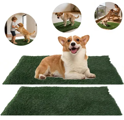 Produktbild von Welpen Hundetoilette mit Gras, Balkon Hundetoilette Ersetzen Rasen Welpentoilette, Wiederverwendbar Training Pee Pads für Hunde