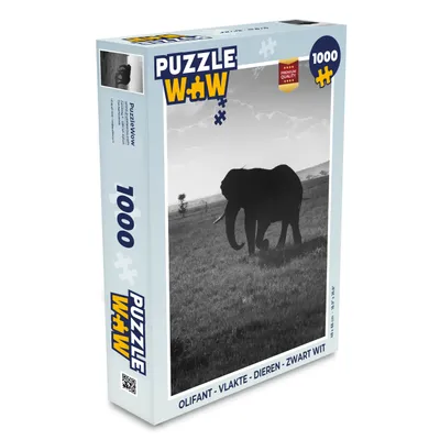 Obrázek produktu pro MuchoWow® Puzzle 1000 dílků Slon - Jednobarevné - Zvířata - Černobílé - Hračky - Pro malé i velké - Hry - Skládačky
