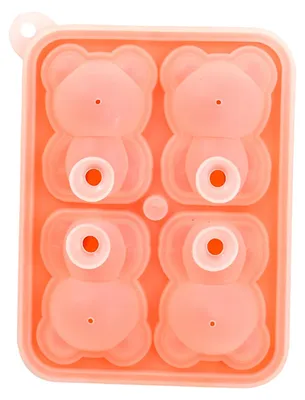 Imagen del producto de Molde de silicona en forma de osito, con 4 cavidades, para hacer postres como mousses, velas, de color rosa