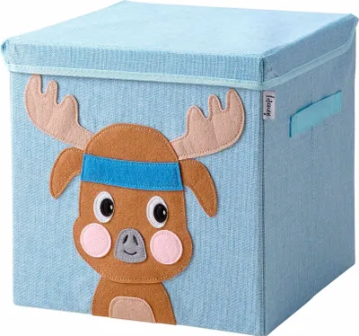 Produktbild von Lifeney Aufbewahrungsbox Kinder mit Deckel I Niedliche Spielzeugkiste I Aufbewahrungsboxen für Kinderzimmer I Faltbox für Spielzeugaufbewahrung I Aufbewahrungskorb Kinder (Blau hirsch)
