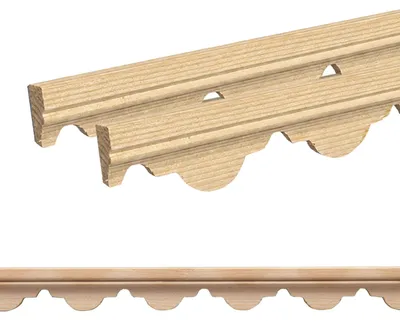 Produktbild von Holz Profilleiste in 20 x 7 x 1000 mm | 2er Set - 2 Meter | Schnitzleiste aus Kiefernholz SK-745 mit 3D Girlanden-Form