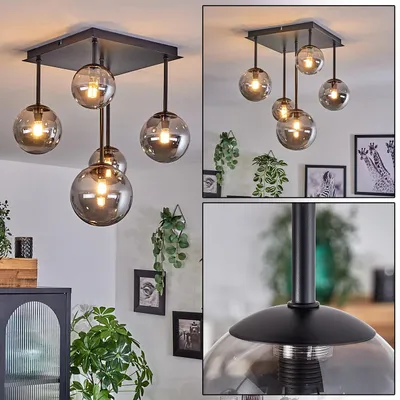 Produktbild von Isorella Deckenlampe aus Metall/Glas in Schwarz/Rauchfarben