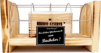 Produktbild von Herzlichen Glückwunsch zum Bachelor - Eiserne Reserve Gitterbox Geldgeschenk zum Bachelor