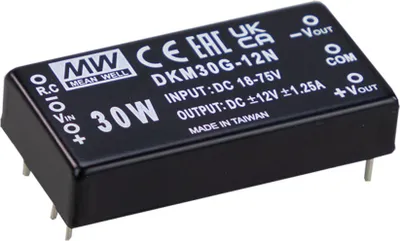 Produktbild von MEANWELL DKM30F-12N DC-DC-Wandler geregelt -12V -1,25A 2"*1" 3.000V