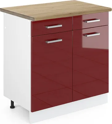 Obrázek produktu pro Spodní skříňka kuchyňské linky Vicco R-Line Červená vysoký lesk 80 cm , PD Dub, Model 46336