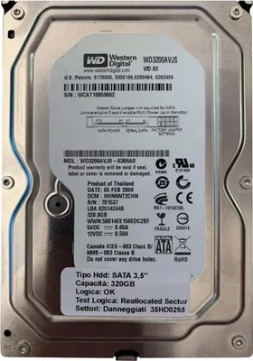 Immagine prodotto di Hdd Hard Disk Disco Rigido 320gb 3,5" Sata Wd Wd3200avjs Computer Fisso Dvr Pc