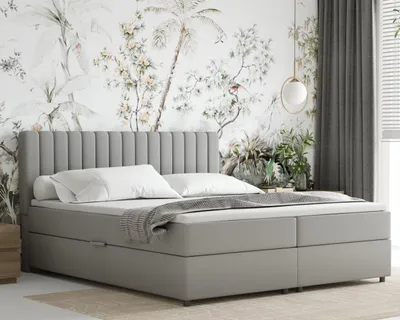 Produktbild von Boxspringbett 180x200 EVEREST, mit Topper, mit Bettkästen,  Doppelbett, Hellgrau, Panda Möbel
