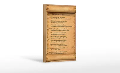 Produktbild von Holzschild Spruch 12x18cm 10 Gebote für Ehemänner sage ja
