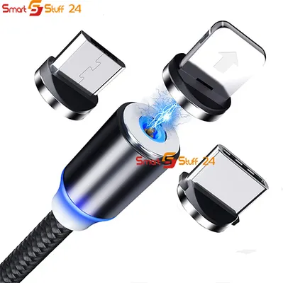 Produktbild von SSF24 LED Ladekabel für iPhone Samsung Huawei Xiaomi USB C Micro USB Magnet Fast