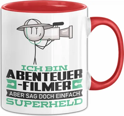 Produktbild von Abenteuerfilmer Geschenk Tasse Ich Bin Abenteuerfilmer Aber Sag Doch Einfach Superheld Lustige Geschenkdiee für Abenteuerfilmer Kaffee-Becher (Rot)